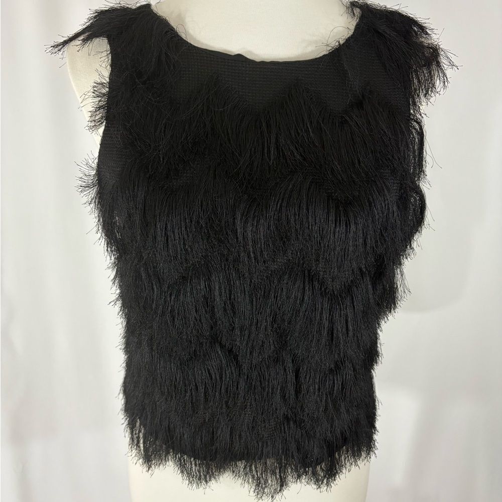 Zara Black Fringe Cropped Top